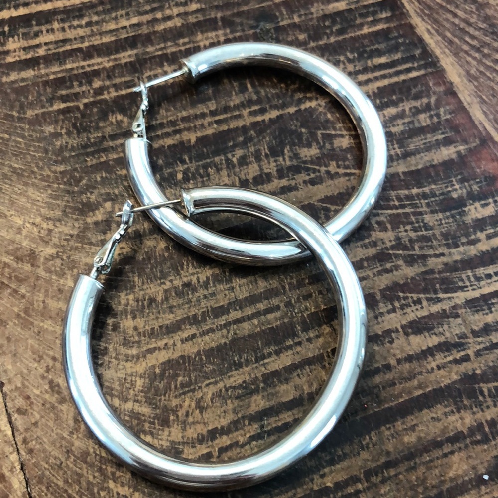 Sterling silver 2” hoops - Picture 1 of 5